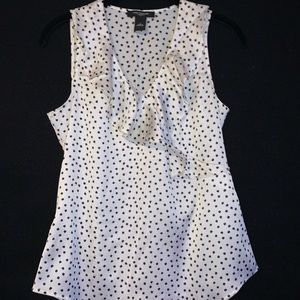 Ann Taylor White Polka Dot Tank Top